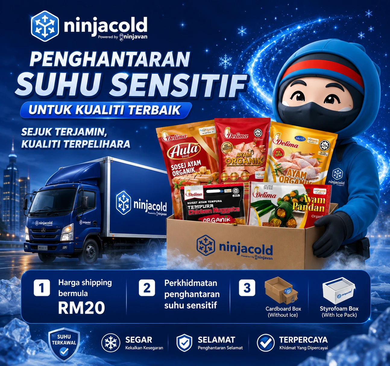 Penghantaran NinjaCold Sejuk Beku