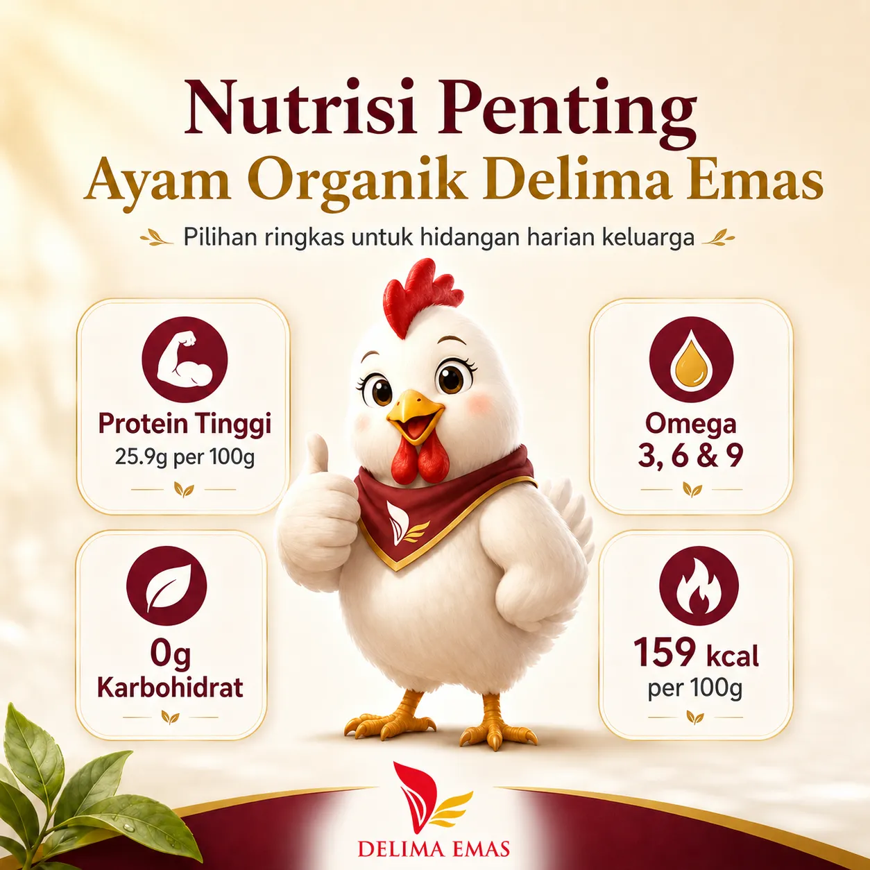 Nutrisi Ayam Organik Delima Emas - Diperkaya Omega 3, 6 dan 9
